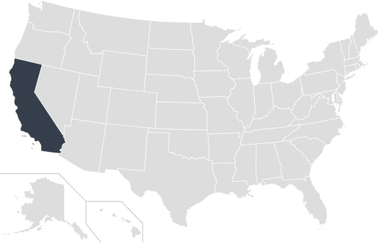 Map of USA, california highlighted