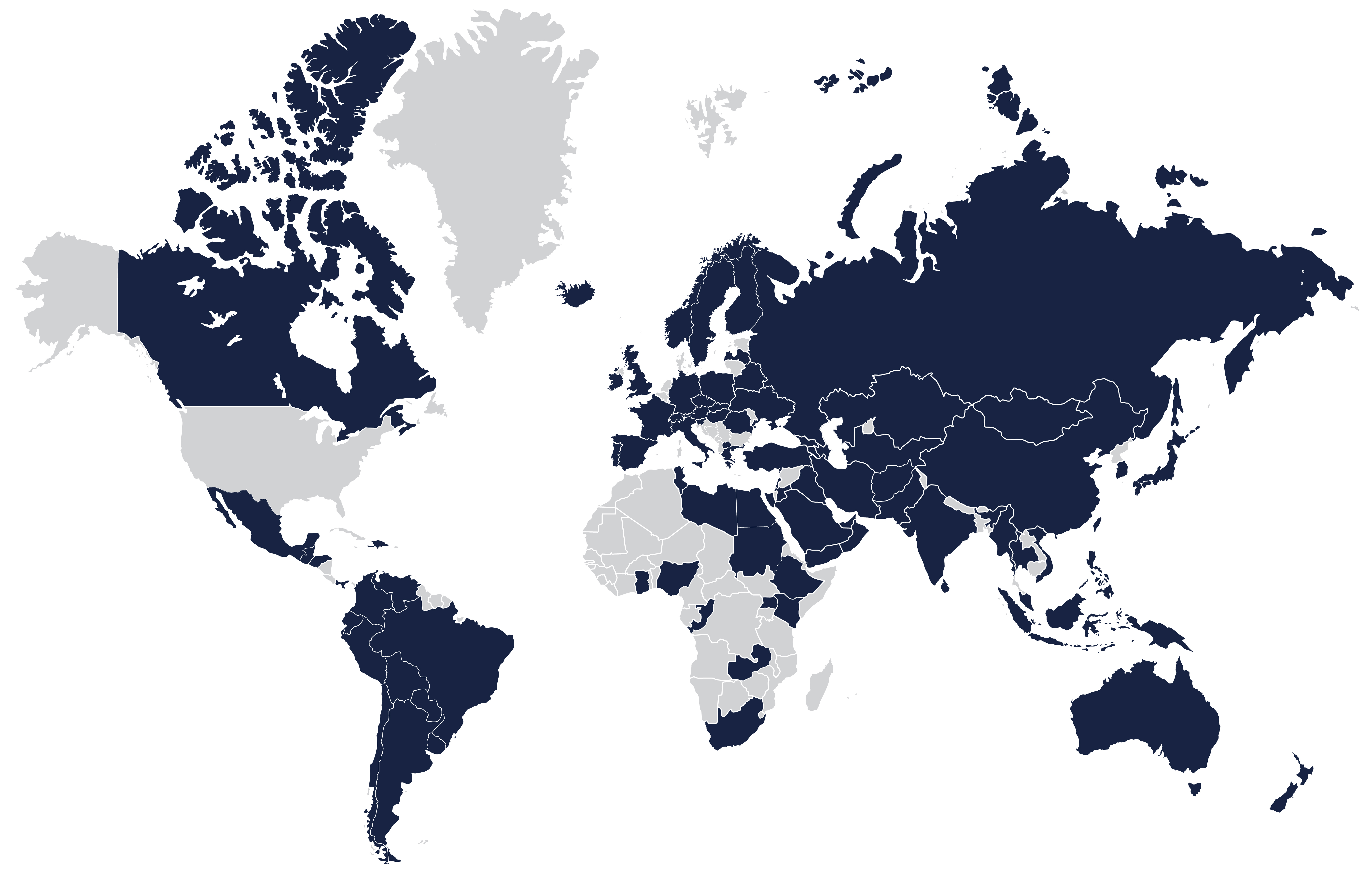 Map of countries with CMB investors